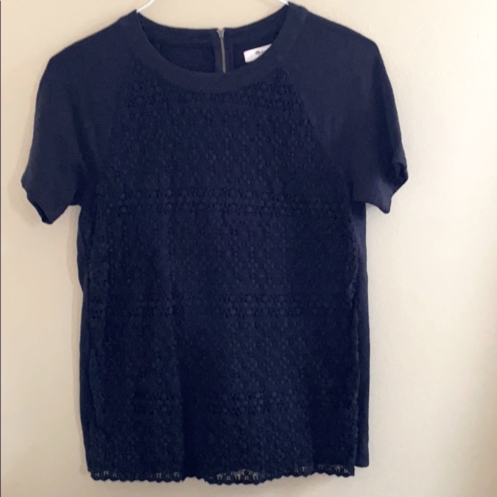 Madewell black overlay top